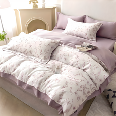 貝淇小舖 60支100%純天絲TENCEL A版同被花色 4件組, 床包 + 兩用被套 + 枕套 2個, 雙人, 艾琳粉