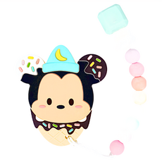 Loulou LOLLIPOP 迪士尼款 食用級矽膠 適用於3個月以上寶寶, 鏈夾 + 固齒器, 米奇, 1個