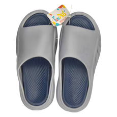 FUN PLUS 動感風格室外拖鞋, 加長鞋面 穩固安心, 雙層緩壓, 兩段式止滑鞋底, 43~44, 藍色