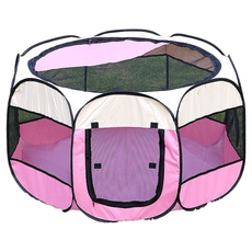 毛小孩星球 圓形摺疊寵物圍欄帳篷 貓狗皆適用, 粉色, 1個