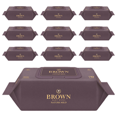 BROWN Nature Mild 嬰兒濕紙巾 掀蓋式, 68g, 70張, 10包