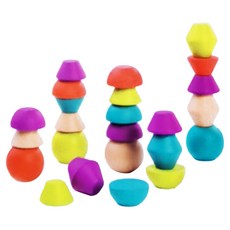 Miniland 木製幾何邏輯平衡石 30個 耐摔木製材質 堆疊積木培養專注力