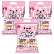 九福 動物造型餅乾 岩鹽口味 微鹹甘甜好滋味 小包裝設計, 200g, 3袋