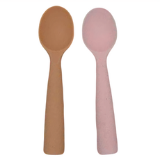 miniware 矽膠學習湯匙組 100%食品級材質, 矽膠湯匙 2支, 棉花糖 + 太妃糖, 1組