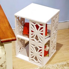 Osun DIY木塑板兩用旋轉雕花米字兩層書櫃 CE178-B002 52 x 34 x 34cm, 1個, 白色