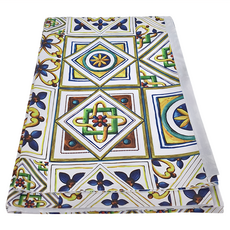 幾何圖案桌巾 防水防油 易於清潔, 180 x 140cm, 歐式繽紛西班牙花磚, 1條