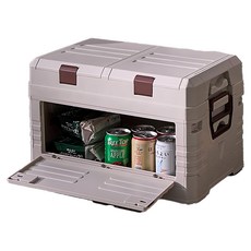 Hiromimi 摺疊收納箱 收納蓋款 25L, 灰色 + 棕色, 1個