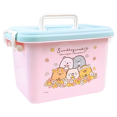Sumikkogurashi 角落生物 塑膠收納籃 附蓋, 藍色 + 粉色, 1組