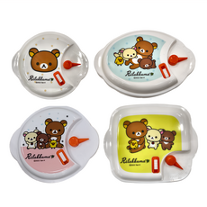 Tamahashi 加熱容器 Set 圓形方形蒸籠套裝, Rilakkuma拉拉熊 透明色 + 白色, 1組