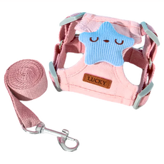 hipidog 嬉皮狗 卡通立體配件牽引繩, 可調節設計, 安全舒適不勒胸, S, 粉色, 1個