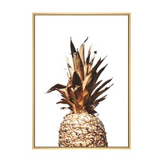 金金有鳳又來梨 金色鳳梨藝術裝飾畫, 木色