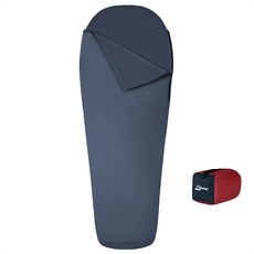 Litume 意都美 天鵝絨拉鍊半開款睡袋內套 E628 增加暖度+8°C 尺寸215x80x50cm 台灣製, 拉鍊款 藍灰色, 1個