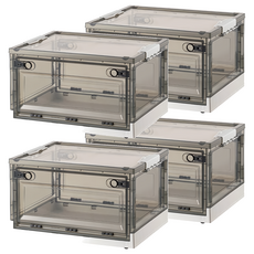 三開茶色收納箱, 中(47 x 35 x 23.5cm), 白色, 4個