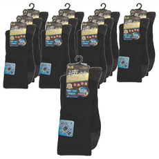 D&G 男款 速效機能4/4氣墊運動襪 12雙 乾爽除臭 抑菌, 25~28cm, 黑色