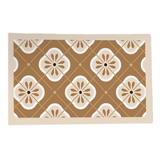 PVC防油防水皮革地墊 PU皮革材質 厚度約5MM, 奶茶色花磚, 1個