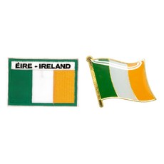 A-ONE 匯旺 愛爾蘭國旗刺繡 + 國旗別針套裝，8 x 5 cm，台灣製造, 彩色, 2組