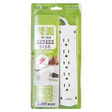蛇吞象 P200 延長線, 1開10插3孔 雙面直頭 15A 1650W, 1.8M, 白色, 1組