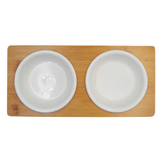 Catfeet 竹製圓角雙碗 (小陶瓷碗), 29.5cm x 14cm x 5cm, 1個
