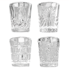 ARTWARE 玻璃雕花燒酒杯 4入 耐熱玻璃杯套裝, 混合顏色, 1組