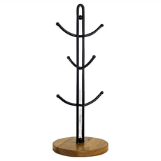 GOZENBO 御膳坊 工業風木飾馬克杯架, 1入, 1入