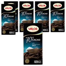 VALOR 海鹽黑巧克力片 70%可可 地中海海鹽點綴 鹹甜交織, 100g, 6片