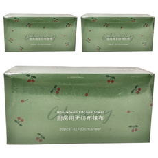 SHIMOYAMA 抽取式櫻桃印花風一次性抹布/懶人抹布 42 x 30cm, 30條, 3盒