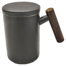 LifeHouse 陶瓷馬克杯 雅青款 黑色 木柄, 1個