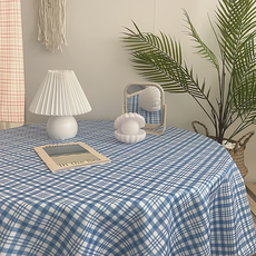 KUIBAO 快豹生活 韓式韓風ins 桌布 2個, 藍格子, 藍格子, 1組