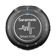 Saramonic 楓笛 雙通道領夾麥克風混音器 Smart V2M 雙麥克風輸入 適用手機/平板/電腦, 6.5 x 6.5 x 2.55cm, 黑色