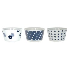 Saikai 西海陶器 有田燒丸紋保鮮碗3件組 陶瓷材質 圓徑11x6cm 325ml, 藍, 1組