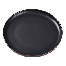 Homely Zakka 北歐輕奢風陶瓷餐具 牛排盤 西餐盤 小圓平盤 歐式風格 圓形, 金邊黑色磨砂, 20 x 20 x 2cm, 1個