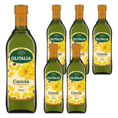 OLITALIA 奧利塔 芥花油 單元不飽和脂肪酸68% 發煙點高達230度, 750ml, 6瓶