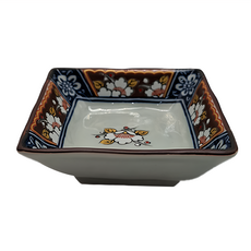 茶釉 松竹梅角碟, 日本製造, 9.5cm寬, 3.5cm高, 120mL滿水容量, 瓷材質, 1個