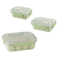 Kinyo PP蓋保鮮盒3件組 KLC-2301 27.9 x 24.5 x 18.4cm, 1組, 3個容器 + 3個蓋子