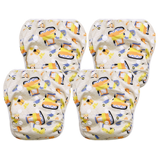 我家寶貝 嬰幼童調節式內褲型泳褲 工程車 男女適用, 0~3歲, 4件