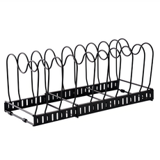 Homely Zakka 日式簡約鐵藝多功能伸縮式鍋蓋收納架, 黑色, 1個