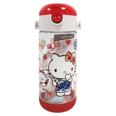 Skater 紅白蓋透明塑膠水壺 彈蓋吸管式, KITTY, 480ml, 1個