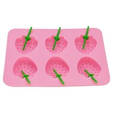 iSFun 草莓冰棒 矽膠模型製冰盒, 顏色隨機, 1個