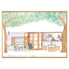 菠蘿選畫所 街道旁的香氣綠洲掛畫 40 x 30cm 框 咖啡廳掛畫, 木色