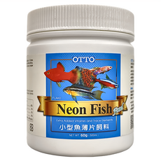 OTTO 建興水族 Neon Fish 小型魚薄片飼料 60g, 500ml, 1瓶