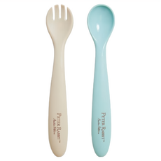 奇哥 比得兔矽膠湯叉餐具組, 蘇打藍, 叉子 + 湯匙, 1組