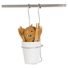 Dadaliving 可掛式陶瓷餐具收納桶，尺寸330mm高, 白色, 1個