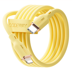 CODEWAY PALLET系列 USB-C-Lightning充電傳輸線, 2m, 檸檬黃, 1條