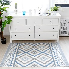 AFAMIC 艾法 可剪裁刮泥玄關腳踏墊地毯 絲圈印花地墊, 1個, 靜謐 白色 + 灰色 + 藍色