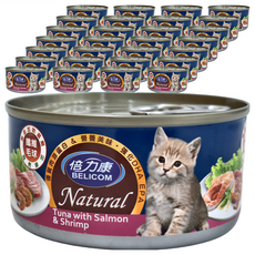 BELICOM 倍力康 Natural 化毛大貓罐, A057 鮪魚 + 鮭魚 + 蝦, 170g, 48罐