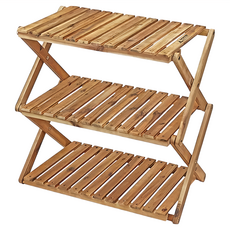 CAPTAIN STAG 鹿牌 經典可調X架 每層10kg耐荷重 兩段可調整高度, 3層, 原木色, 1個