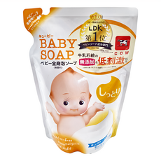 COW STYLE 牛乳石鹼 嬰幼兒泡泡沐浴乳補充包 滋潤型, 350ml, 1袋