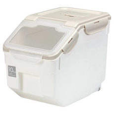 小常鮮儲糧桶, 牙白色, 10kg - 防潮密封, 傾斜開口設計, 附滾輪, 1個