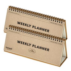 Tamsaa 堅固牛皮紙立式週計畫本, 2個, 單色