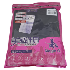 Magic Q 女款圓領輕磨毛上衣 實感休閒 時尚保暖衣, L~XL, 黑色